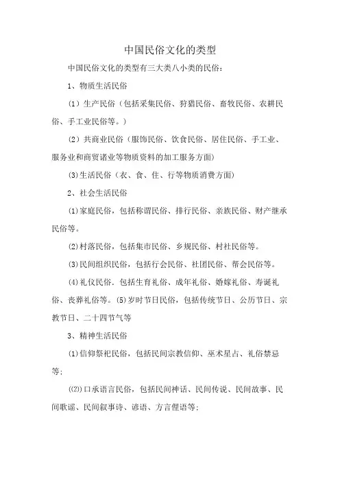 中国民俗文化的类型
