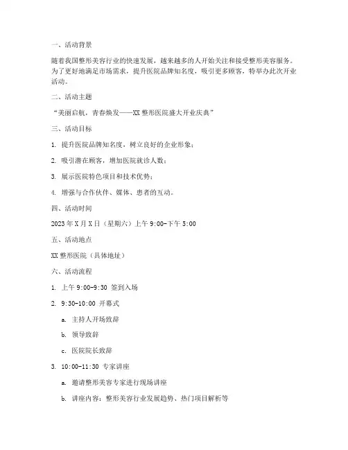 整形医院开业活动策划方案模板