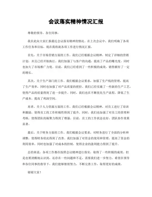 会议落实精神情况汇报