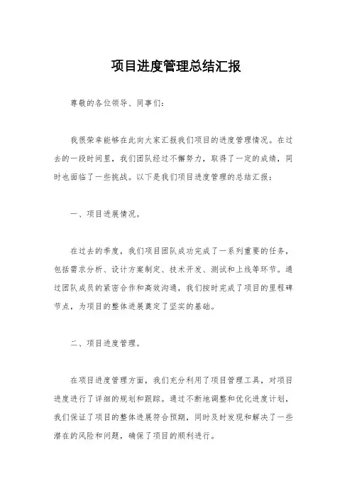项目进度管理总结汇报