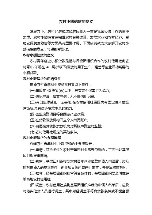 农村小额信贷的意义