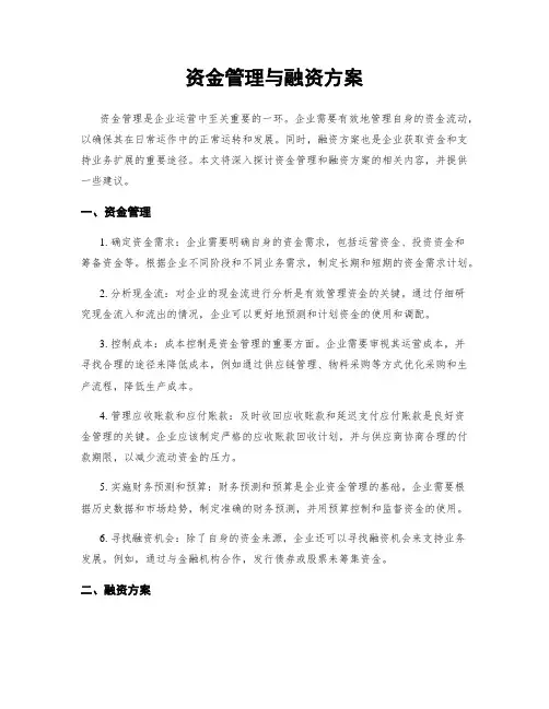 资金管理与融资方案