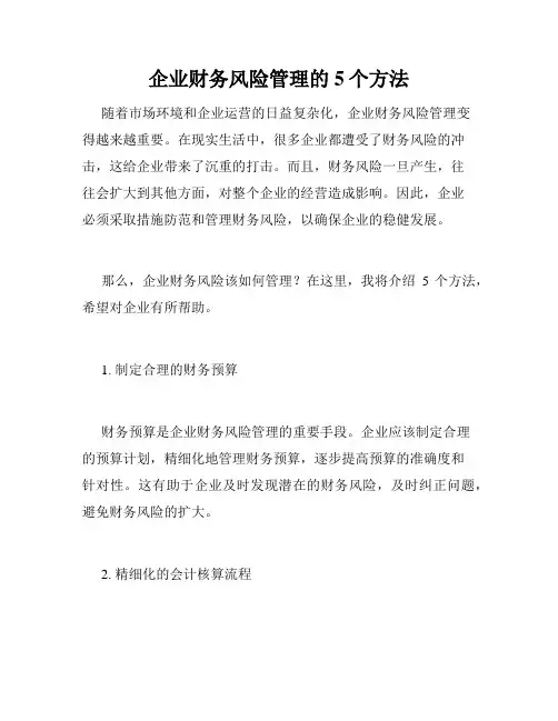 企业财务风险管理的5个方法