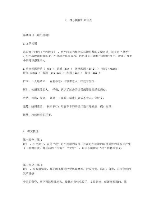 《一棵小桃树》知识点