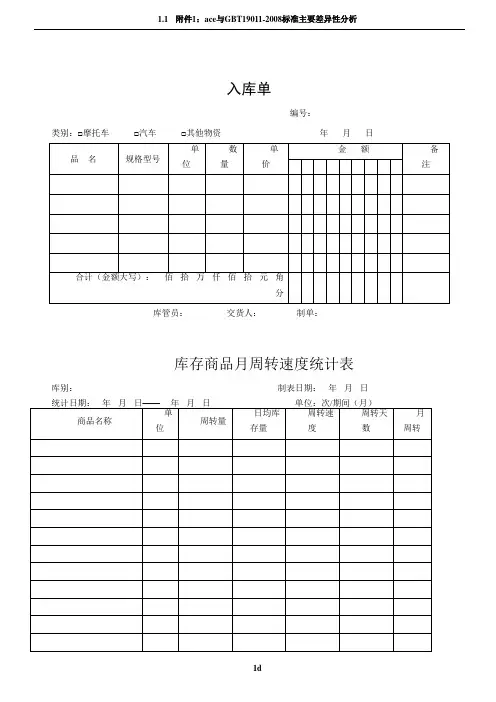 仓库管理表格出入库