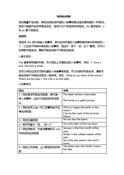 冠词语法讲解(可编辑修改word版)