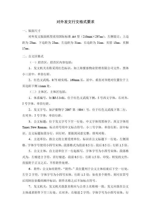 对外发文行文格式