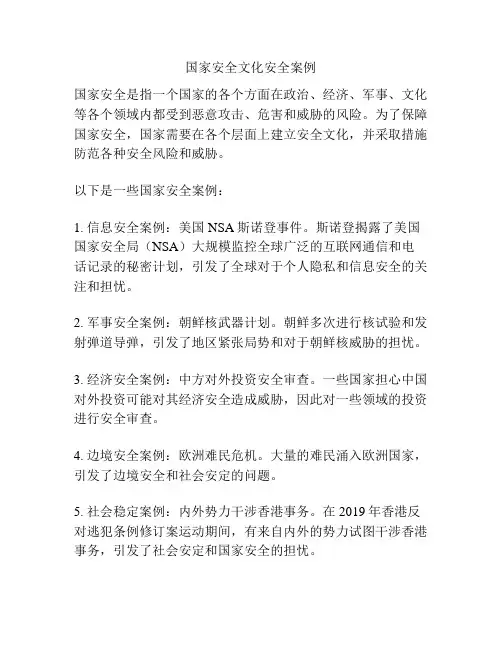 国家安全文化安全案例