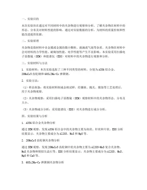 夹杂物分析实验报告