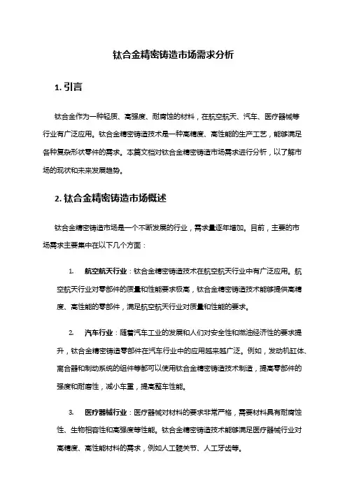 2024年钛合金精密铸造市场需求分析