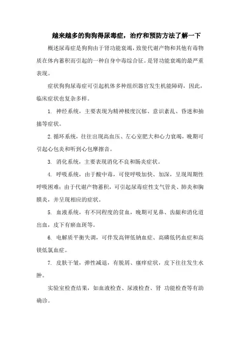 越来越多的狗狗得尿毒症,治疗和预防方法了解一下