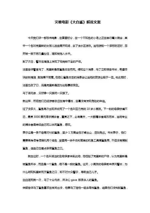 灾难电影《大白鲨》解说文案