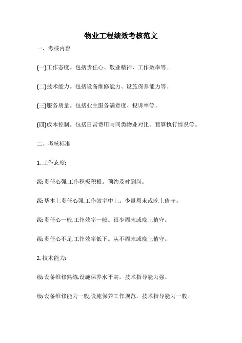 物业工程绩效考核范文