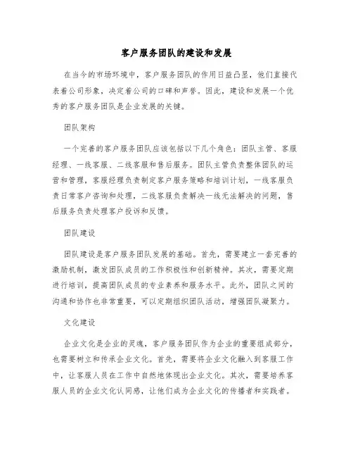 客户服务团队的建设和发展