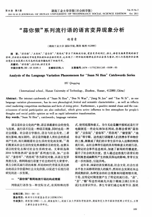 “蒜你狠”系列流行语的语言变异现象分析