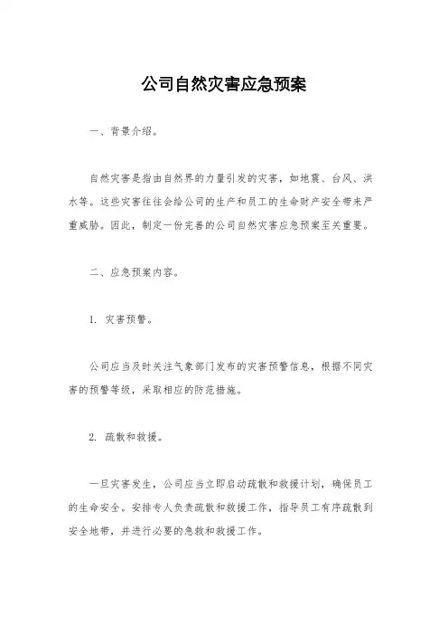 公司自然灾害应急预案
