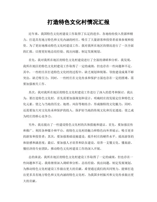 打造特色文化村情况汇报