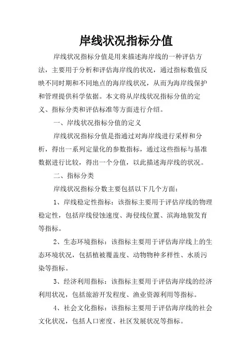 岸线状况指标分值