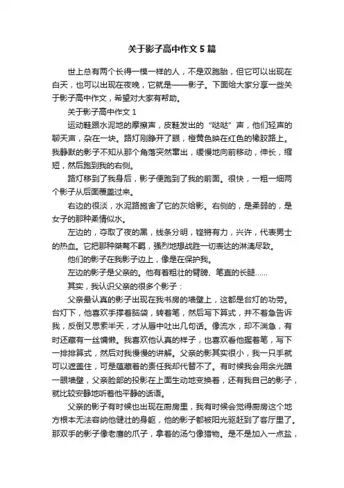 关于影子高中作文5篇