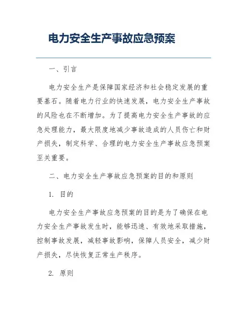电力安全生产事故应急预案