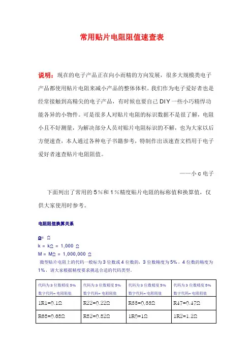 0603贴片电阻阻值表.pdf