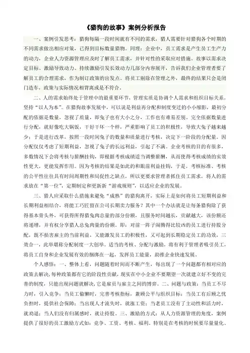 《猎狗故事》案例分析报告