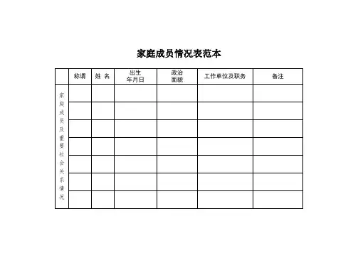 家庭成员情况表的范本