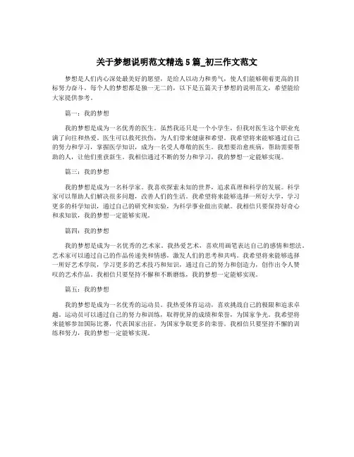 关于梦想说明范文精选5篇_初三作文范文