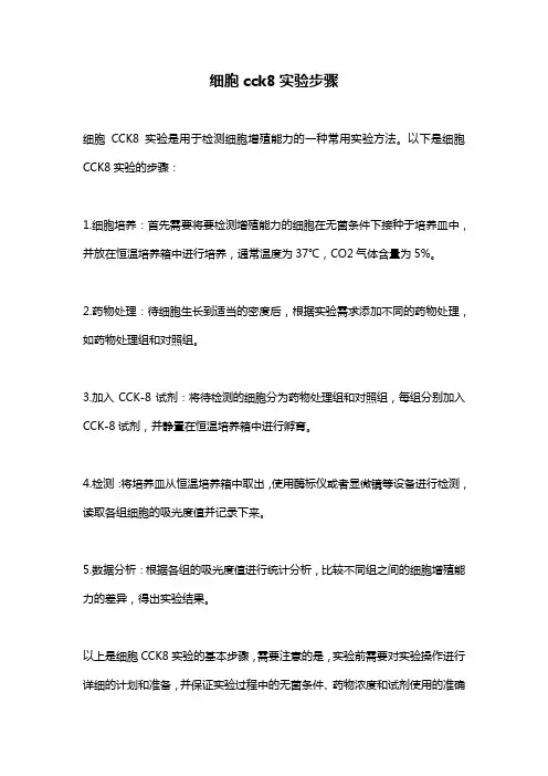 细胞cck8实验步骤
