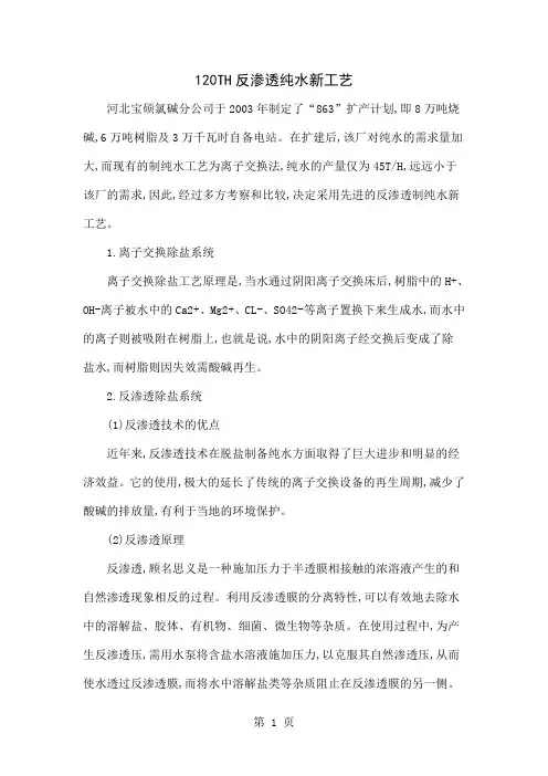 120TH反渗透纯水新工艺共4页文档