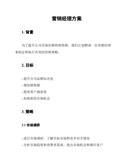营销经理方案