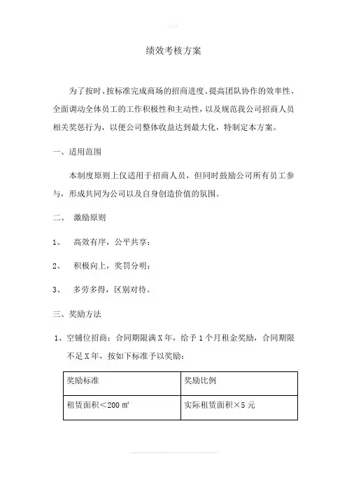 招商绩效考核方案