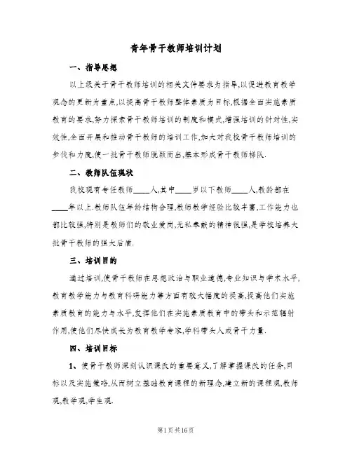青年骨干教师培训计划(5篇)