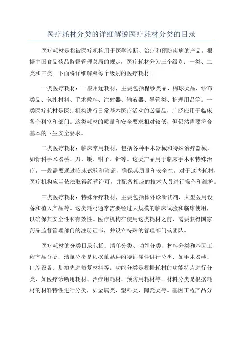 医疗耗材分类的详细解说医疗耗材分类的目录