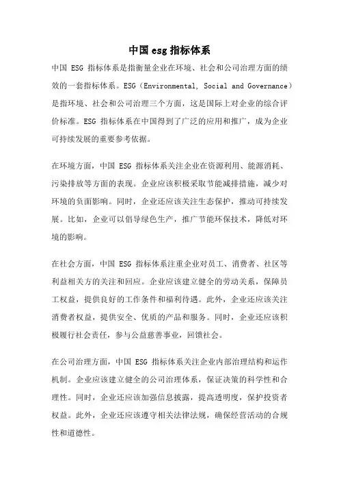 中国esg指标体系