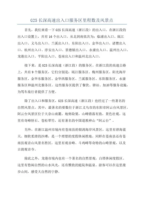 G25长深高速出入口服务区里程数及风景点
