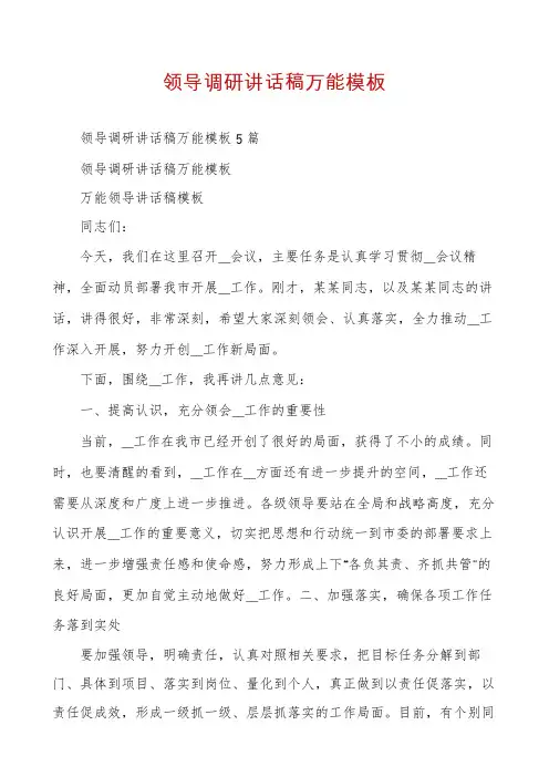 领导调研讲话稿万能模板