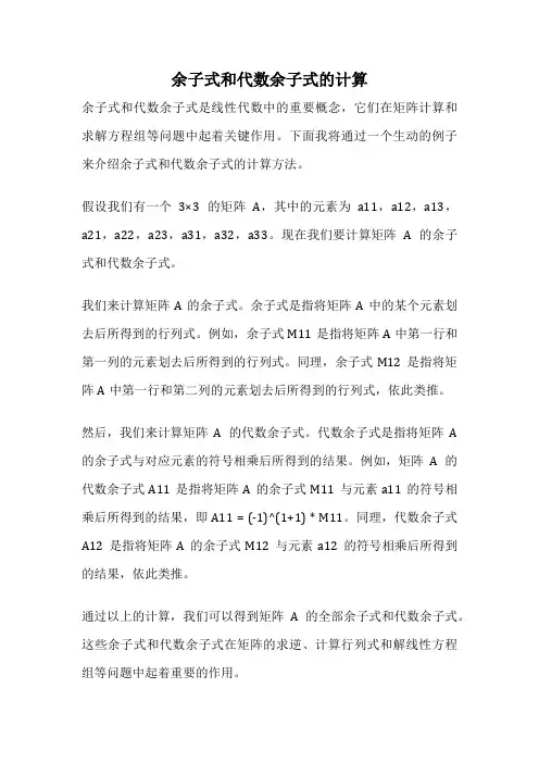 余子式和代数余子式的计算