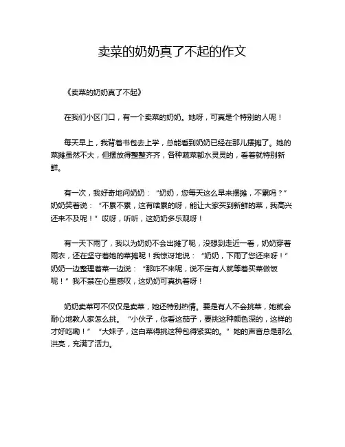 卖菜的奶奶真了不起的作文