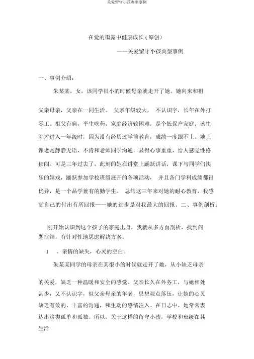 关爱留守儿童典型案例