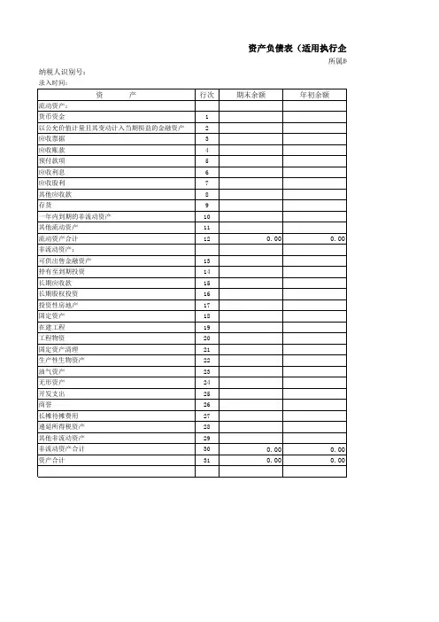 企业会计准则(一般企业)财务报表