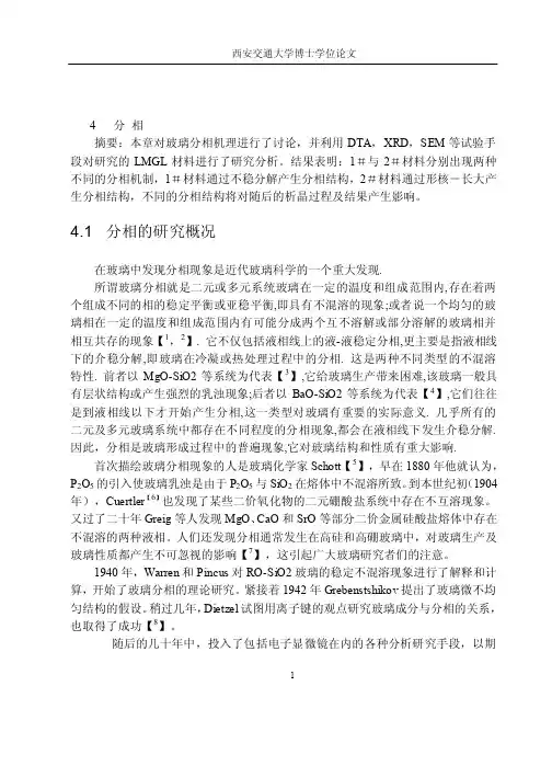 摘要：本章对玻璃分相机理进行了讨论