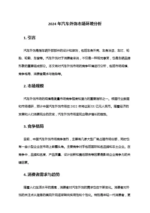 2024年汽车外饰市场环境分析