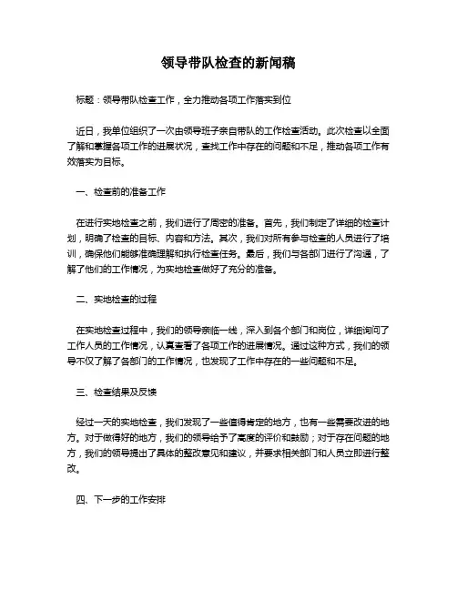 领导带队检查的新闻稿