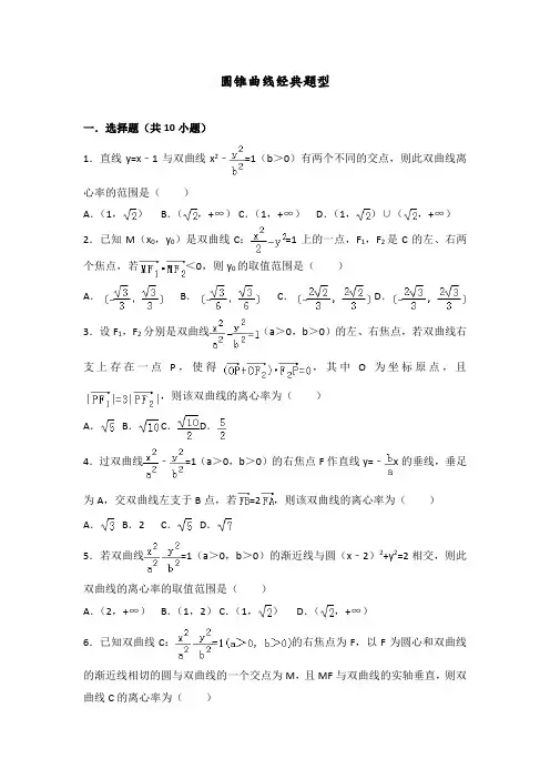 圆锥曲线经典题目(含答案解析)