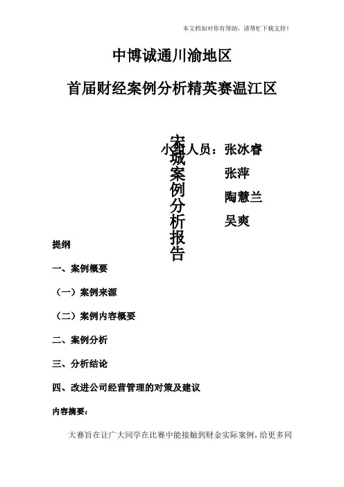 宋城案例分析报告