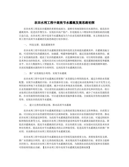 农田水利工程中高效节水灌溉发展思路初探