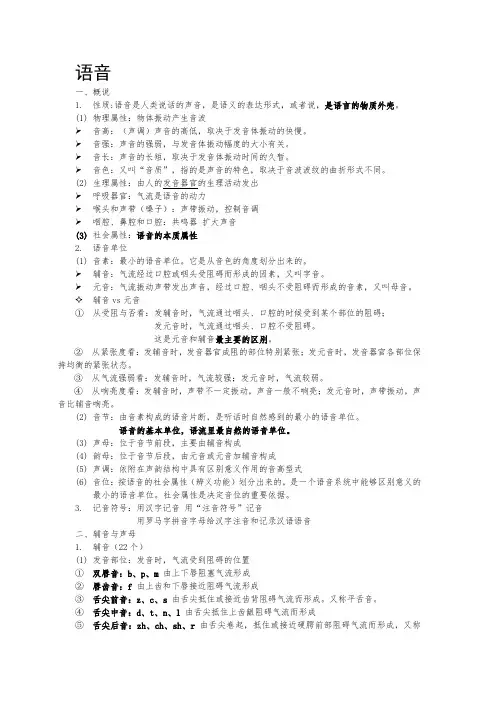 黄廖版《现代汉语》语音章节总结