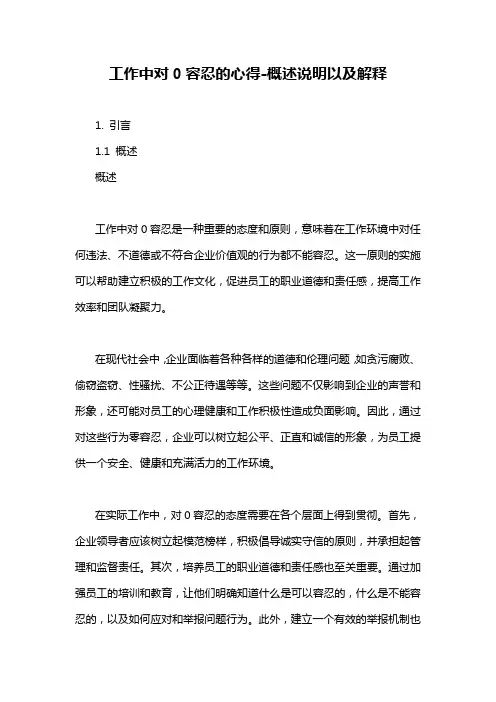 工作中对0容忍的心得-概述说明以及解释