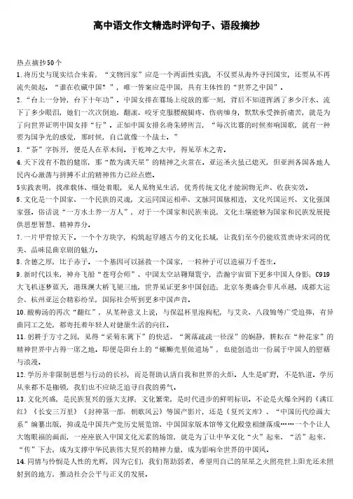 高中语文作文精选时评句子、语段摘抄